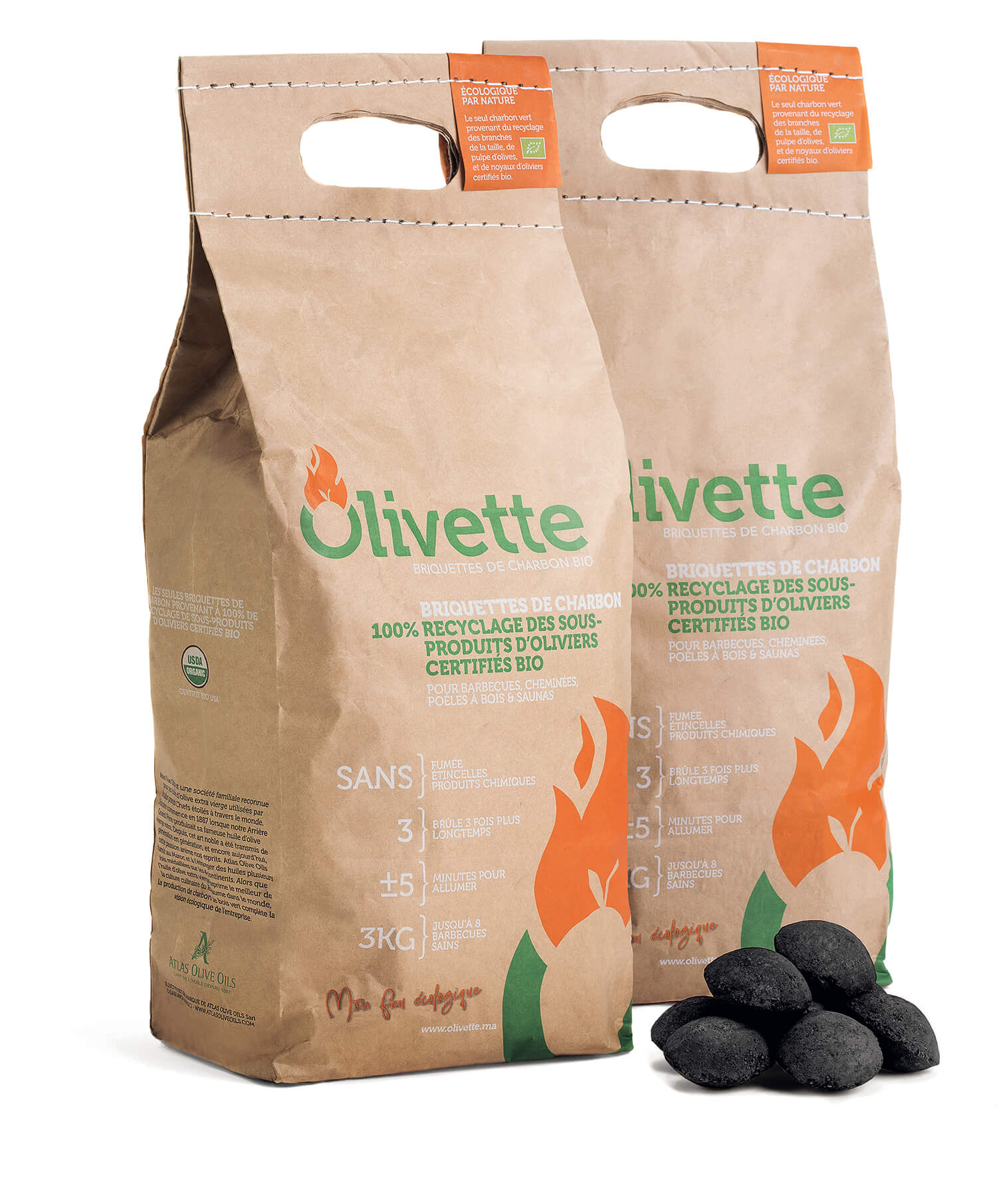 OLIVETTE Organic charcoal briquettes